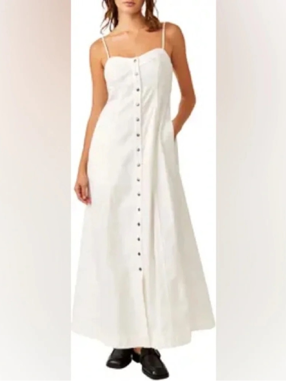 Free People Just Jill Cotton Midi-Dress XS white